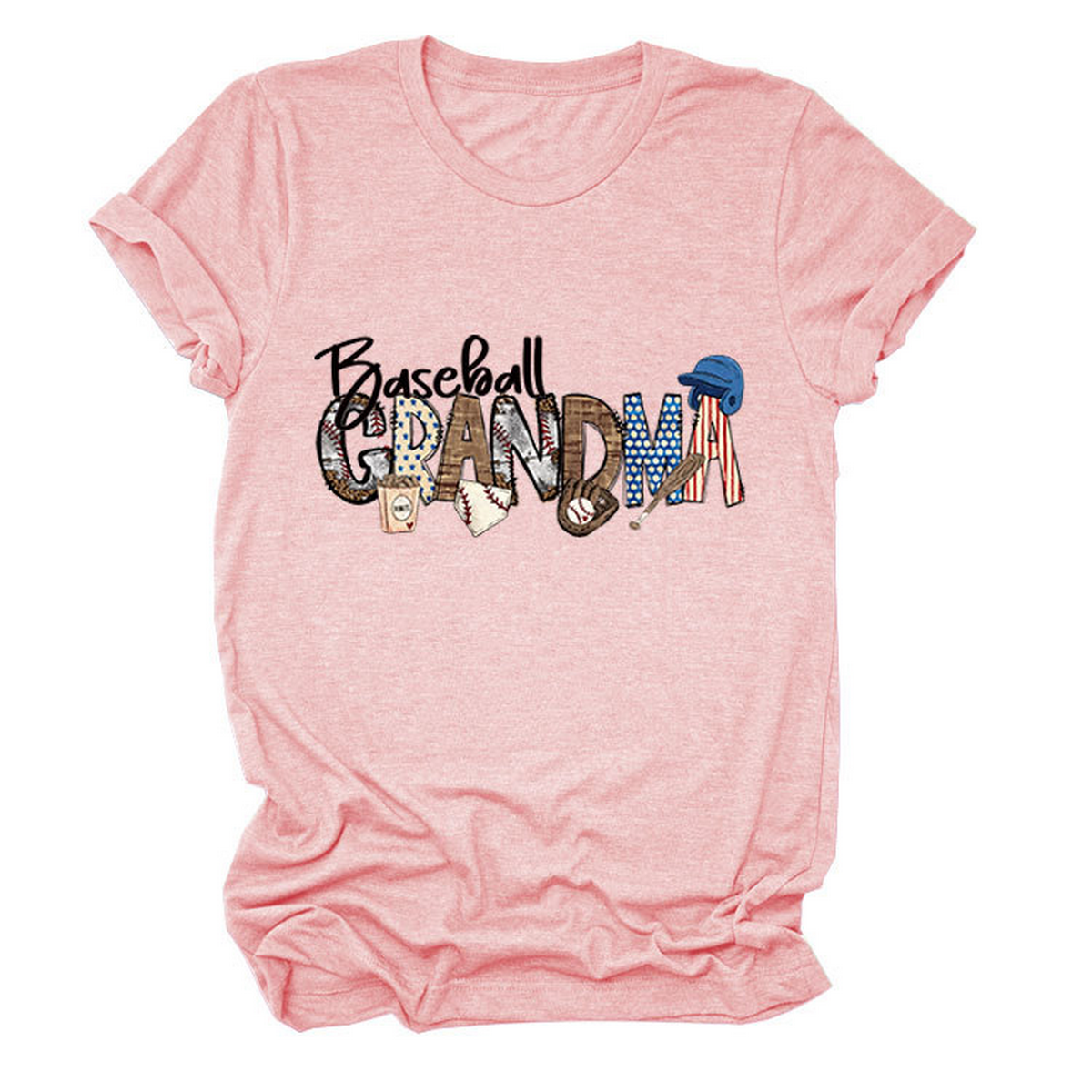 CASUAL CREW NECK TEE BASEBALL GRANDMA SHIRT_CWTTSL0496