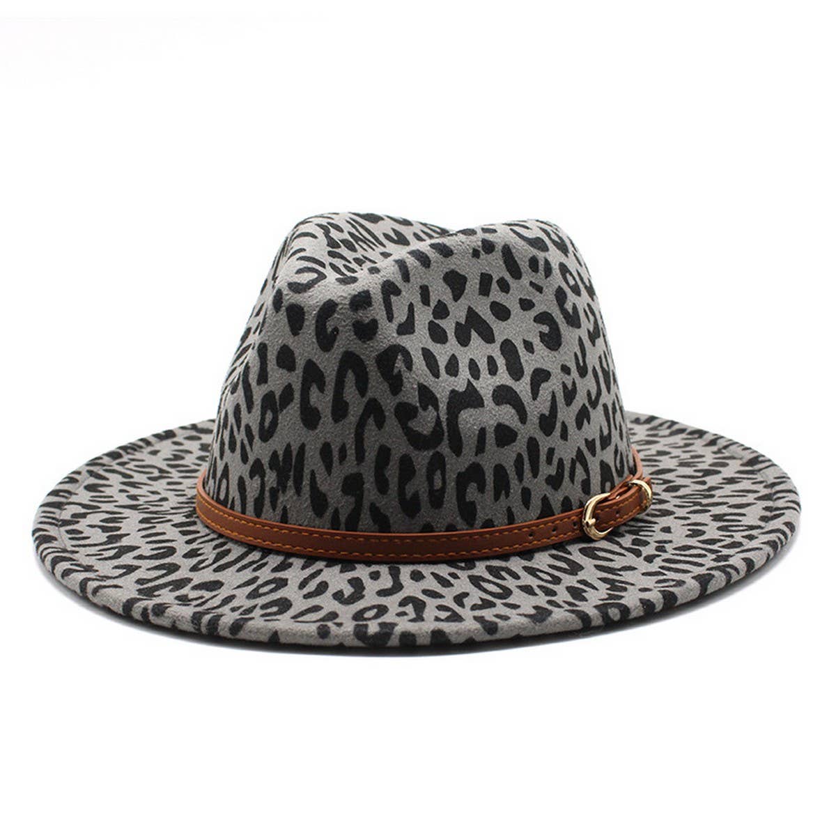 Woolen Jazzhat Withwide Brim Leopard Print Felt Hat_Cwah2599