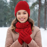 Winter Warm Ear Protection Knitted Gloves Set_Cwmm2873