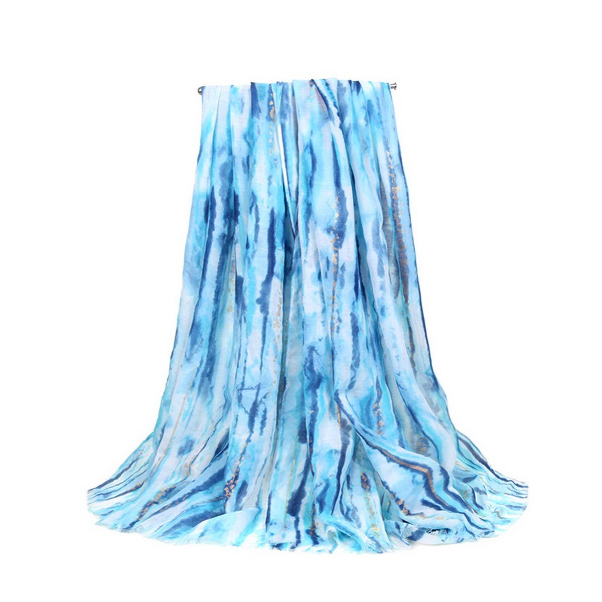 COLOR LINE PRINT SCARF GOLD ACCENT BEACH WRAP_CWASC0686