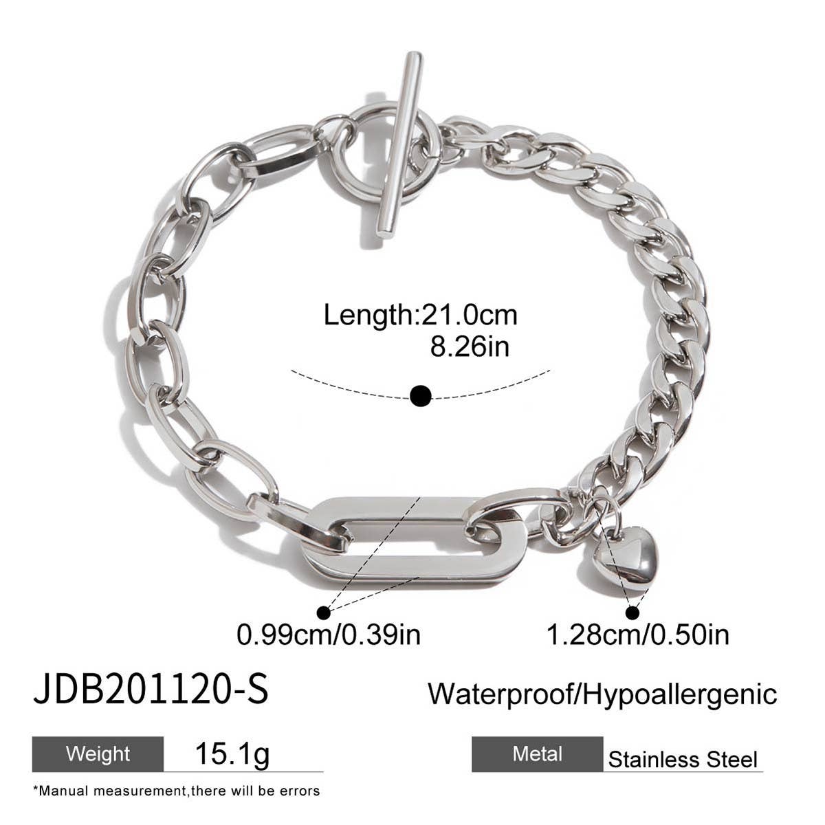 LUXURY HEART OT CLASP CUBAN OVAL CHAIN BRACELET_CWAJE4828