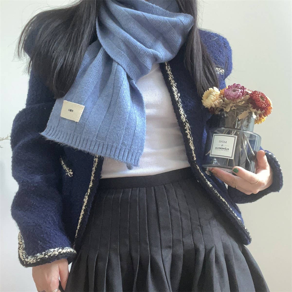 Knit Stripe Scarf Warm Fall/Winter Unisex Scarf_Cwasc0985