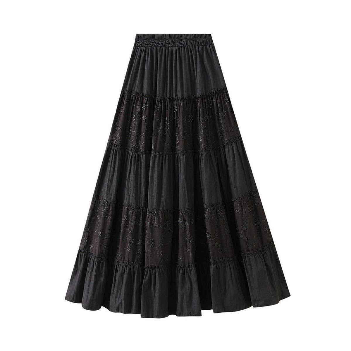PANELED CAKE A LINE PLEATED SKIRT WITH FLOWING HEM_CWBMS0355