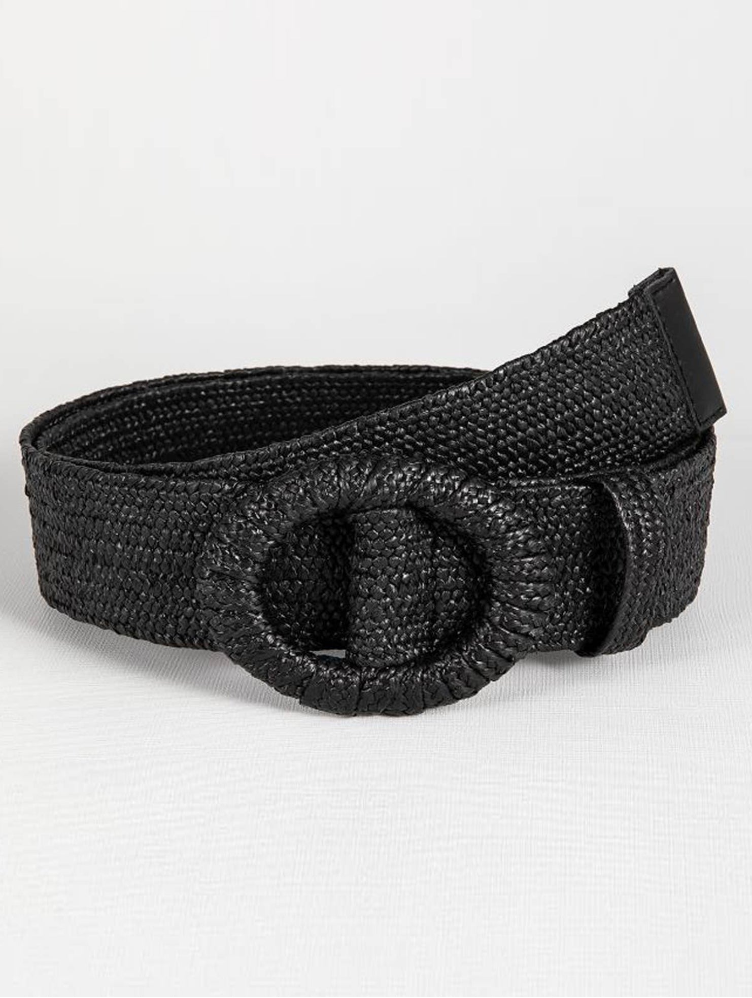 POPULAR ELASTIC ROUND BUCKLE STRAW BELT_CWABE0441