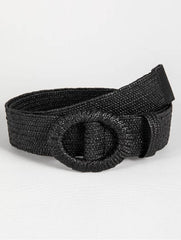 POPULAR ELASTIC ROUND BUCKLE STRAW BELT_CWABE0441