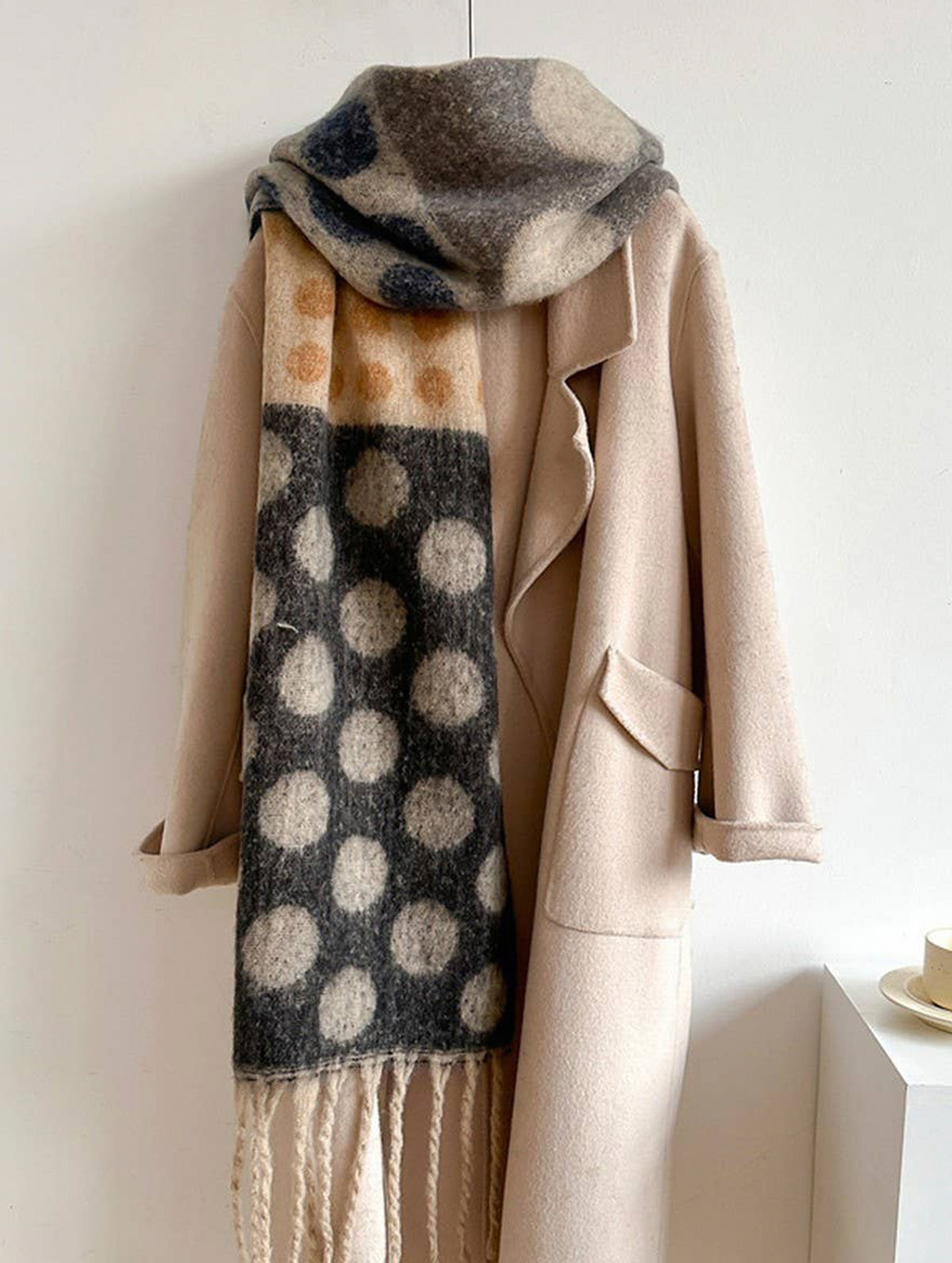 RETRO POLKA DOT WOOL LIKE THICK SCARF SHAWL WINTER_CWASC1440
