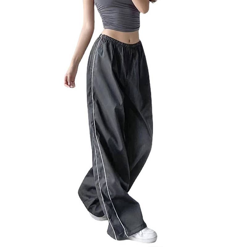 Trendy Drawstring Side Casual Elastic Waist Pants