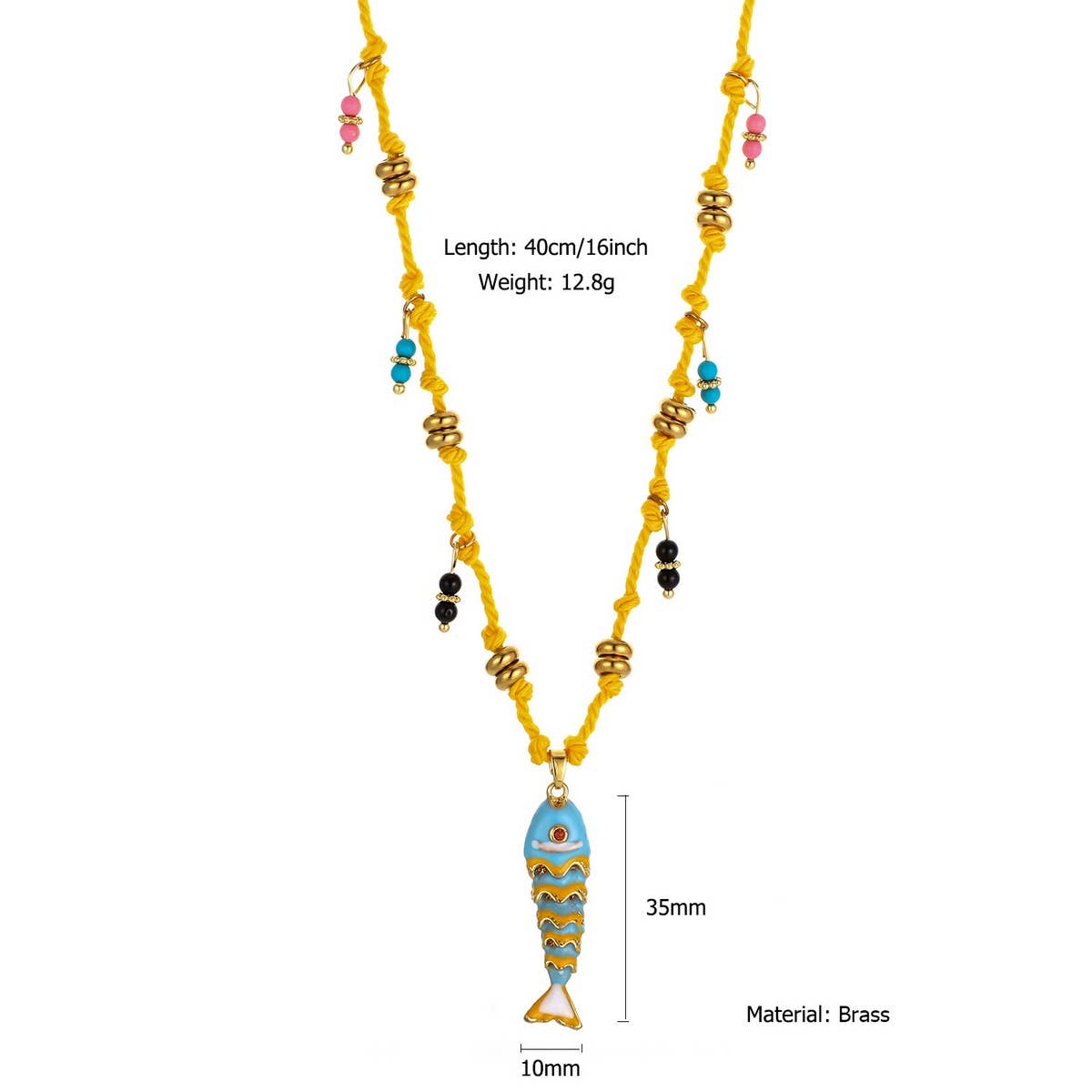 COLORFUL ENAMEL FISH ROPE NECKLACE FOR VACATION_CWMM8812