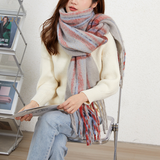KOREAN STRIPED BRUSHED WINTER SCARF FOR WOMEN_CWASC2697