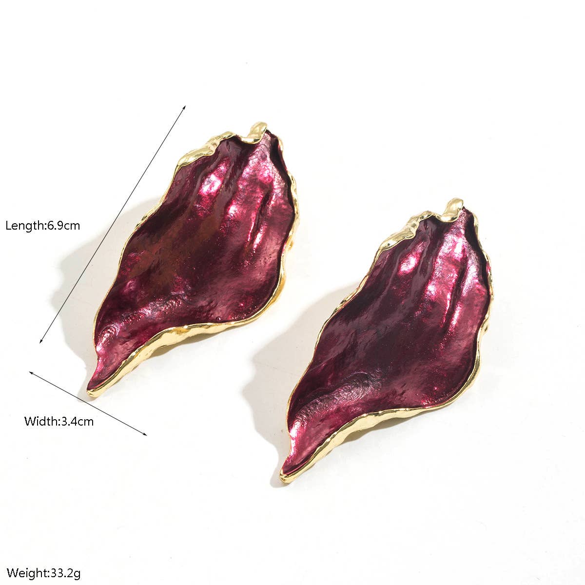 Vintage Leaf Enamel S925 Stud Earrings_Cwaje05899