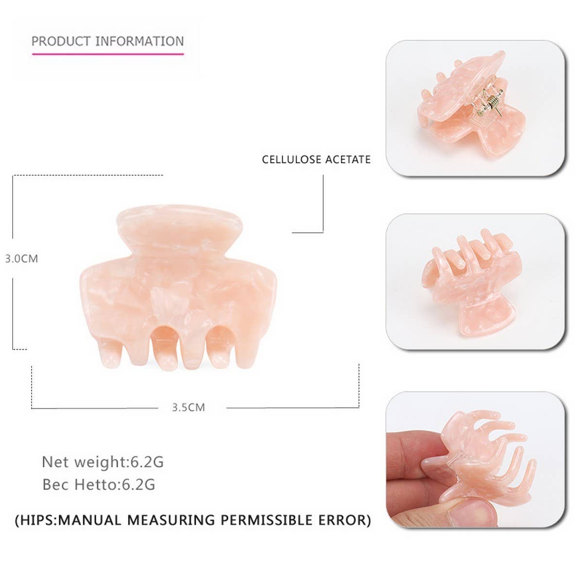 MINI GEOMETRIC ACETATE HAIR CLAW SIMPLE BANG CLIP_CWAHA4429