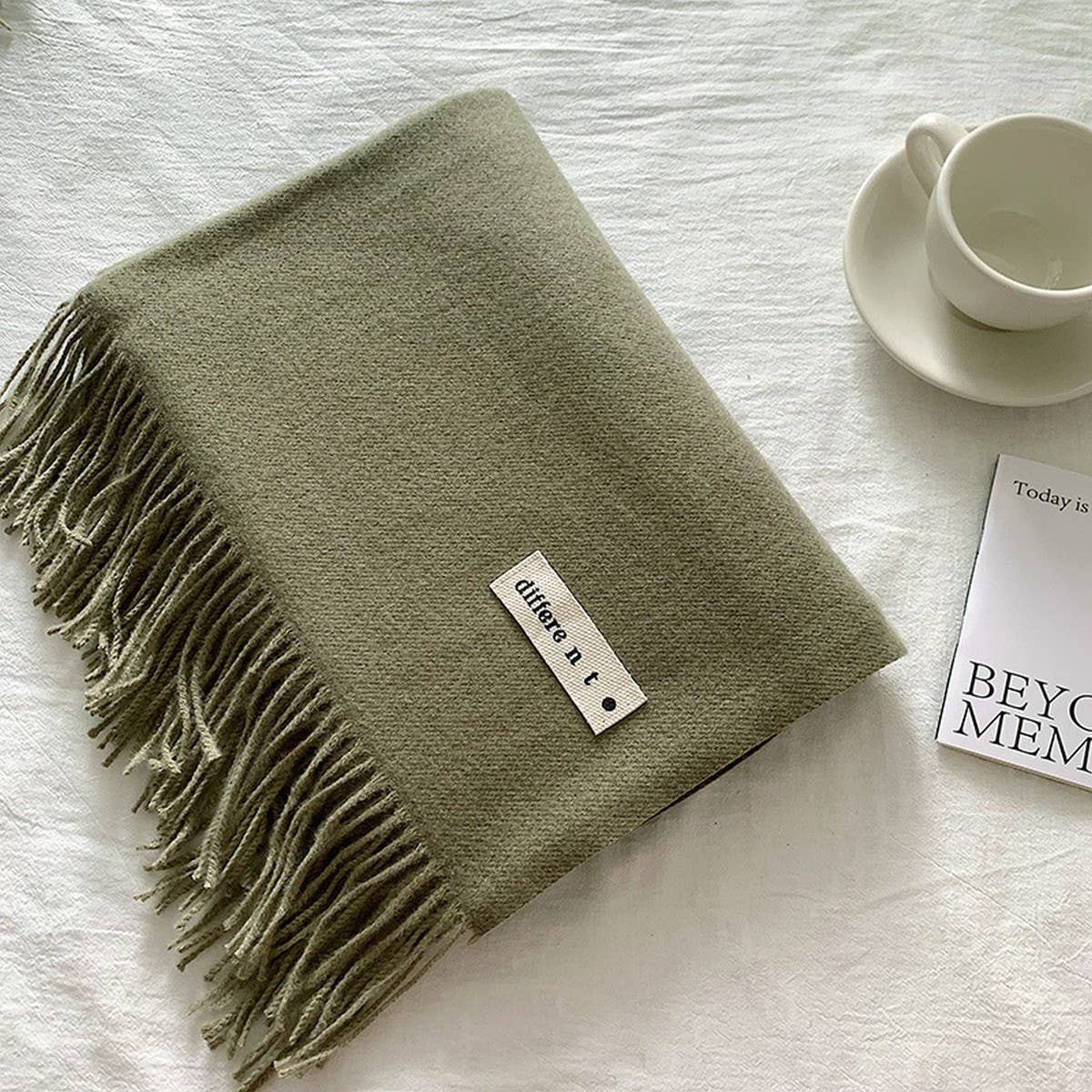 COLORBLOCK TASSEL SCARF THICK WRAP FOR STUDENTS_CWASC2281