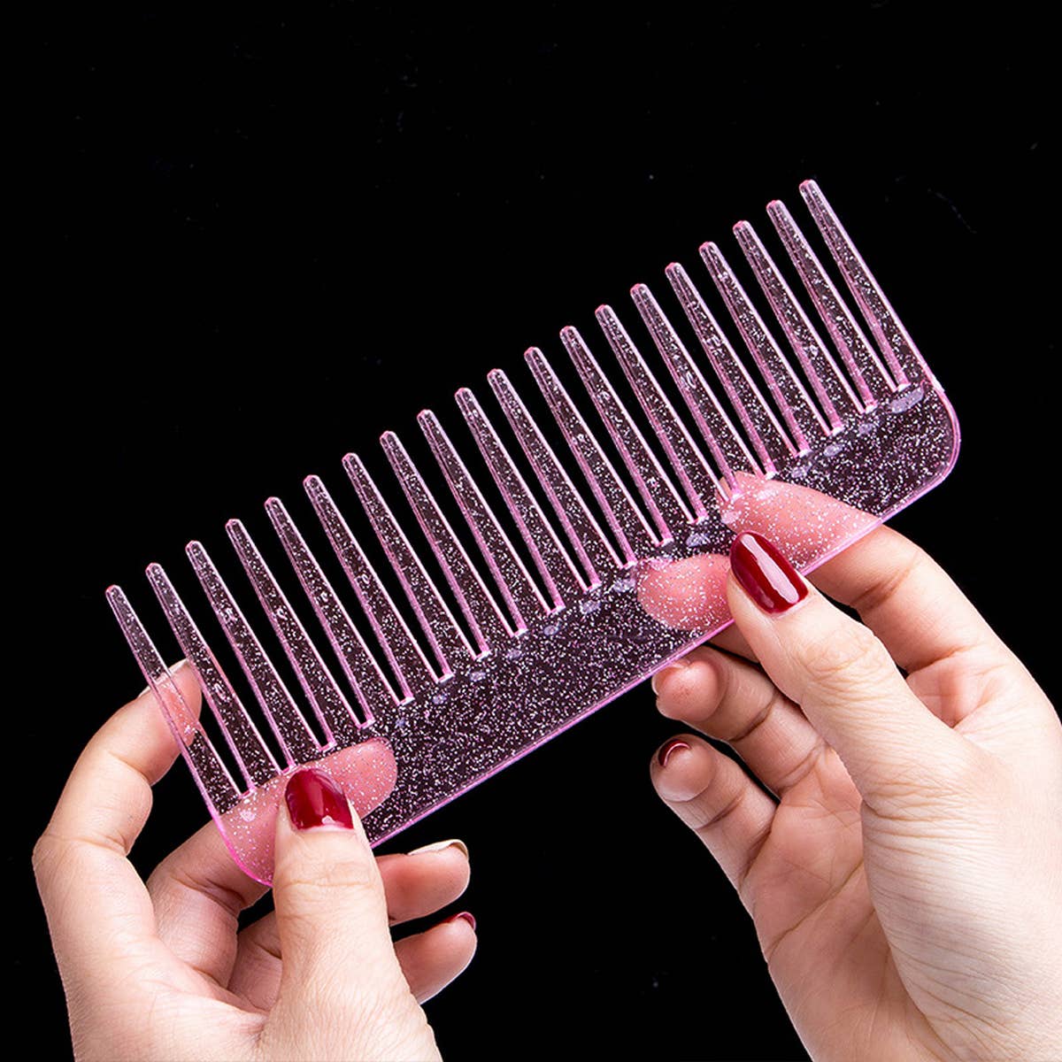 Transparent Fine-Toothed Colorful Glitter Comb_Cwmm0929