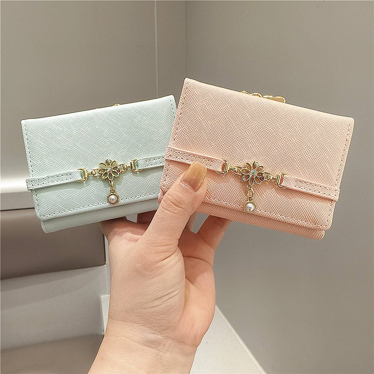 SOLID COLOR SMALL FRESH PENDANT SHORT WALLET_CWAB2565