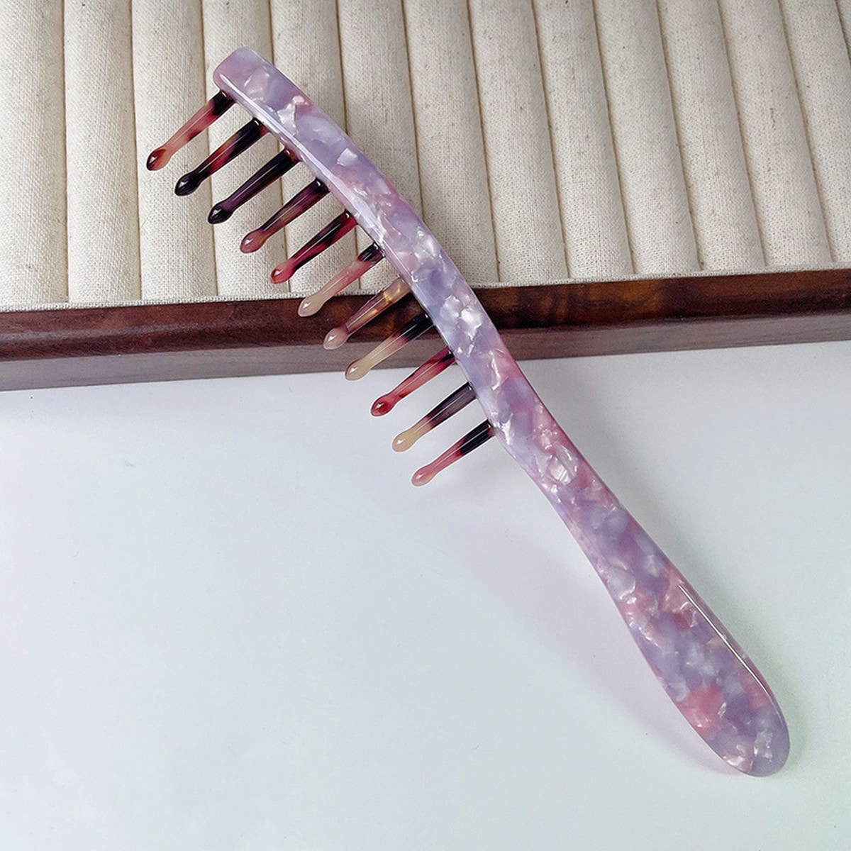 Vintage Wide Tooth Acetate Comb For Curly Hair_Cwmm6444