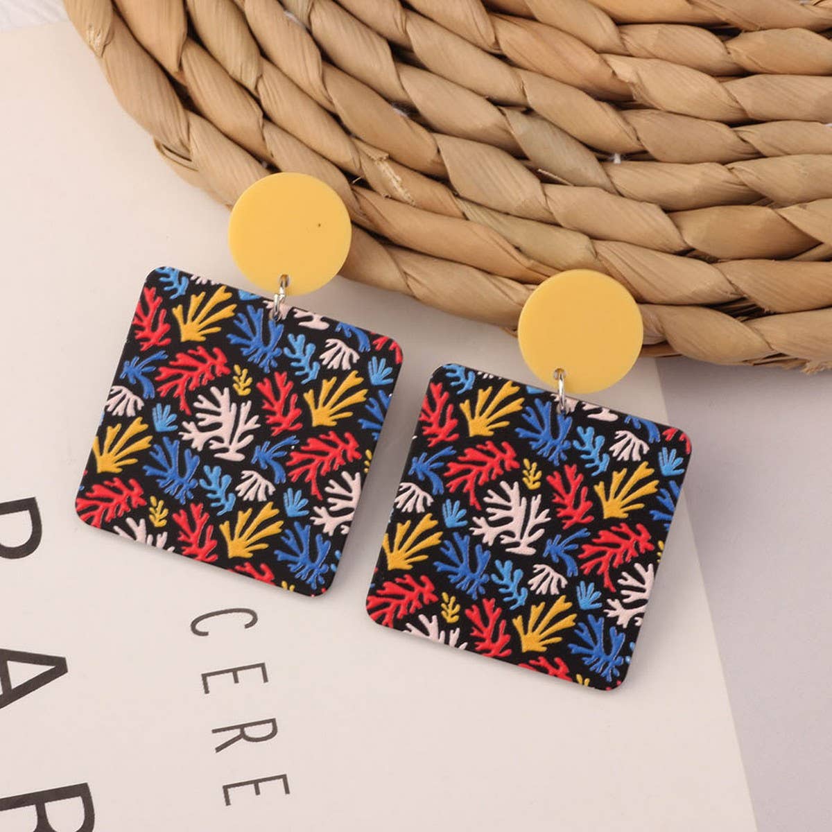 SWEET GIRL COLORFUL FLOWER ACRYLIC EARRINGS_CWAJE3993