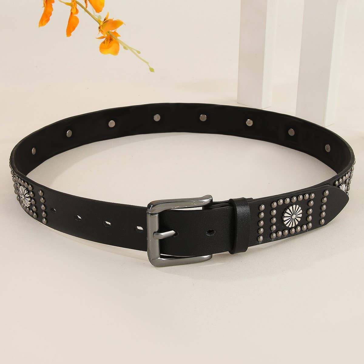 PUNK STYLE METAL FLOWER CLAW NAIL STREET BELT_CWMM3935