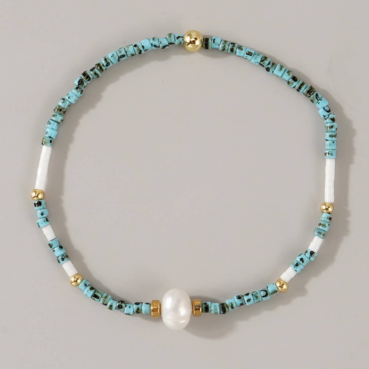 Zebra Camouflage Rice Pearl Single Pearl Bracelet_Cwmm3865