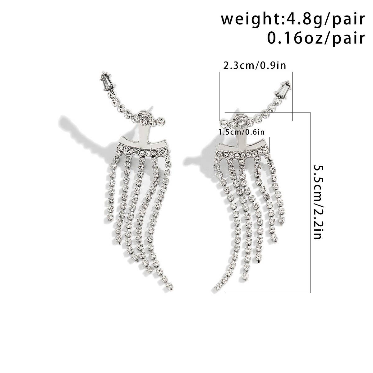 FRENCH STYLE TASSEL RHINESTONE EARRINGS_CWAJE1140