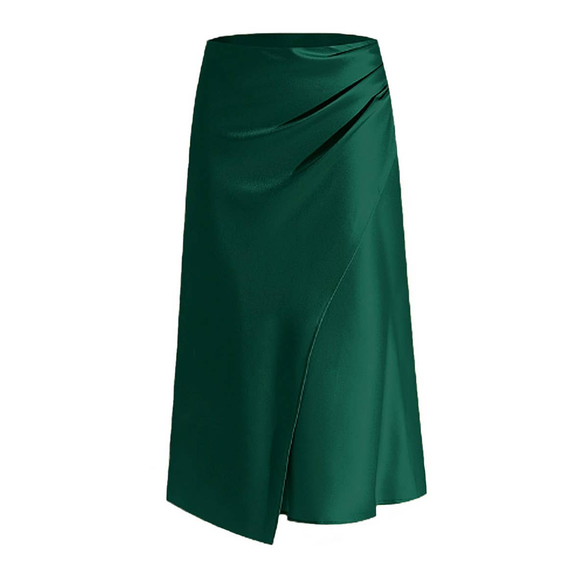 HIGH WAIST SATIN PLEATED SLIT MAXI SKIRT_CWBSS0420
