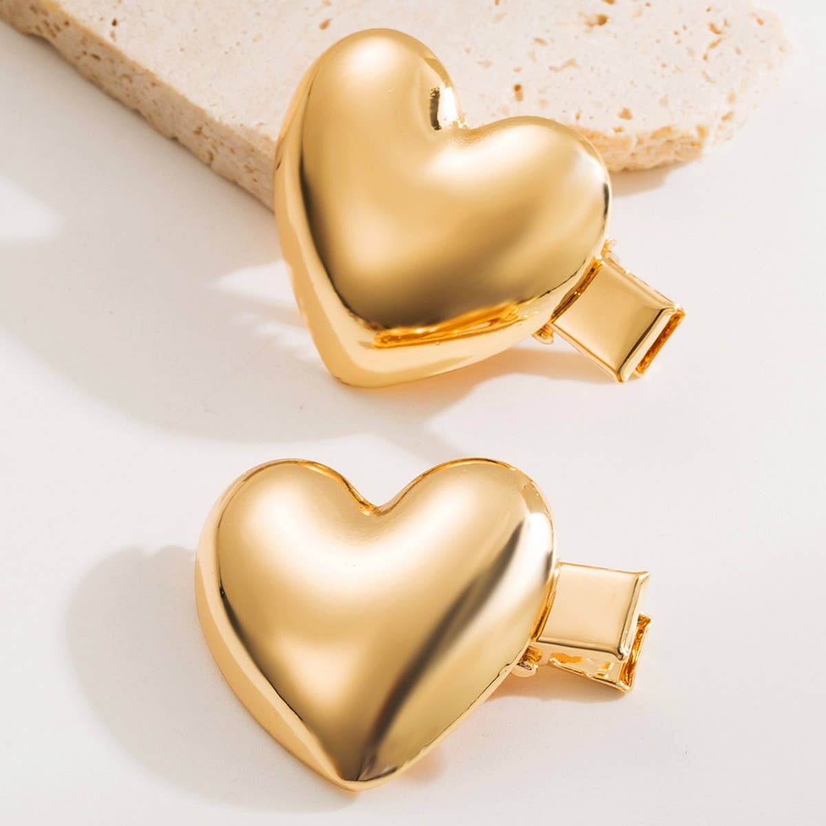 METAL HEART FLOWER HAIR CLIP ELEGANT MINIMAL_CWAHA6177