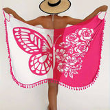 BEACH WRAP SKIRT WITH BUTTERFLY PRINT COLOR BLOCK_CWBLS0463