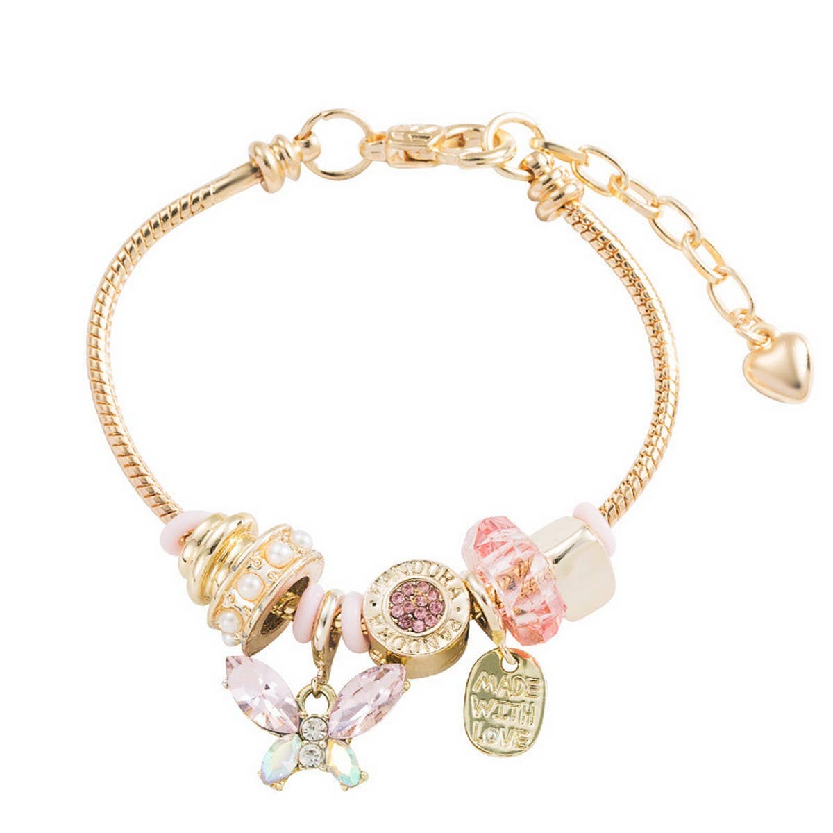 ELEGANT BUTTERFLY CRYSTAL BEADED STEEL BRACELET_CWMM8605