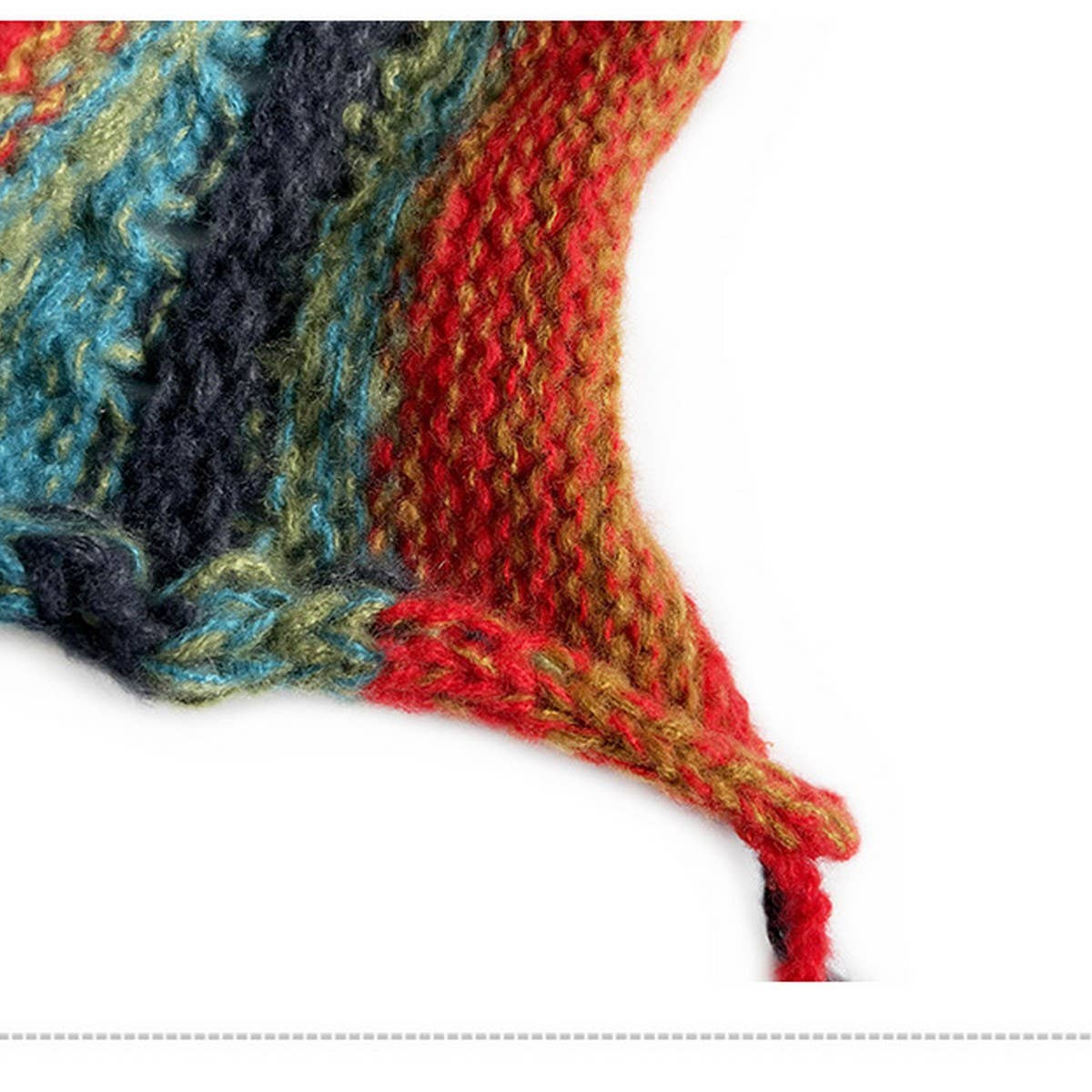 COLORFUL BALL EARFLAP LACE UP TASSEL KNITTED HAT_CWAH2061