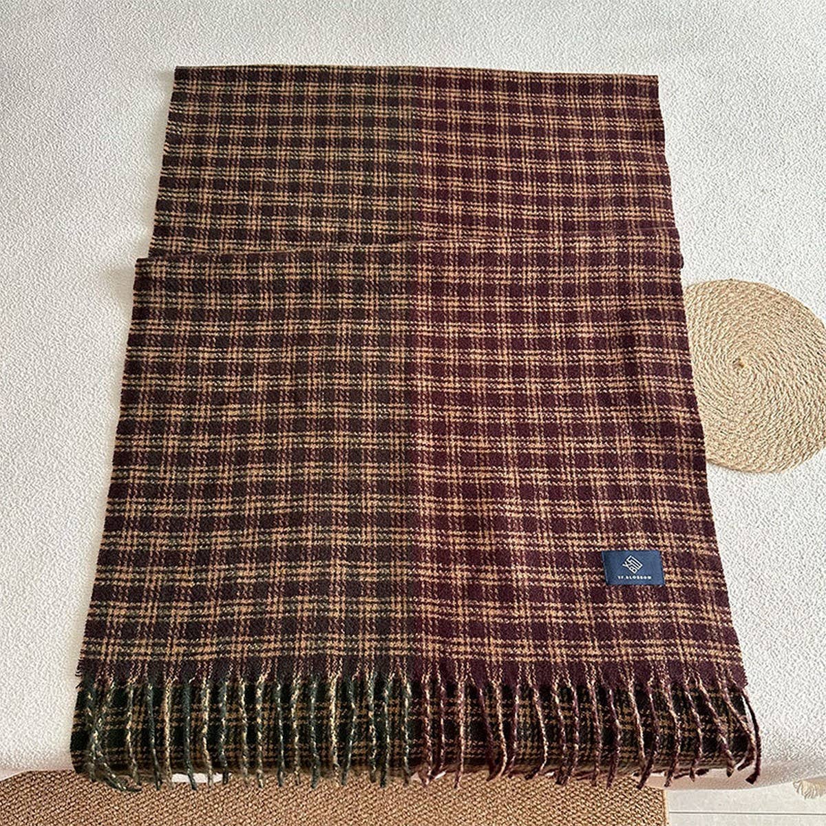 Vintage Plaid Scarf Soft Warm Winter Wrap_Cwasc2321