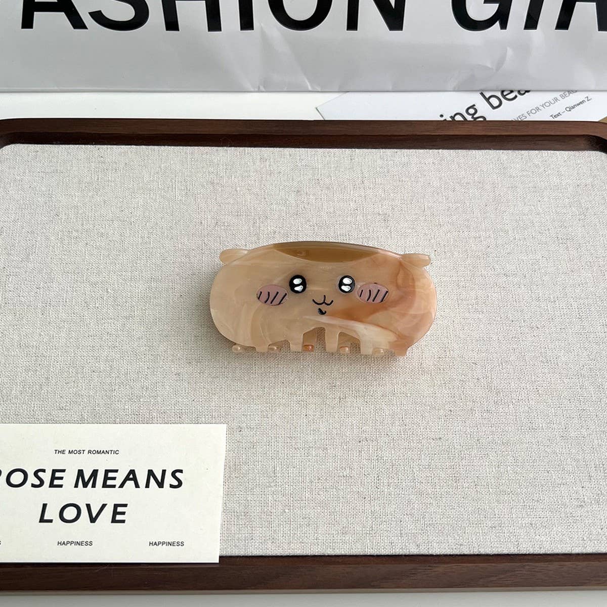 CUTE CARTOON CAT ACETATE HAIR CLIP WITH BUNNY_CWAHA5719