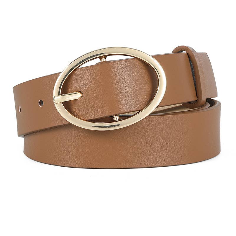 Leopard Print Pu Leather Belt With Round Buckle