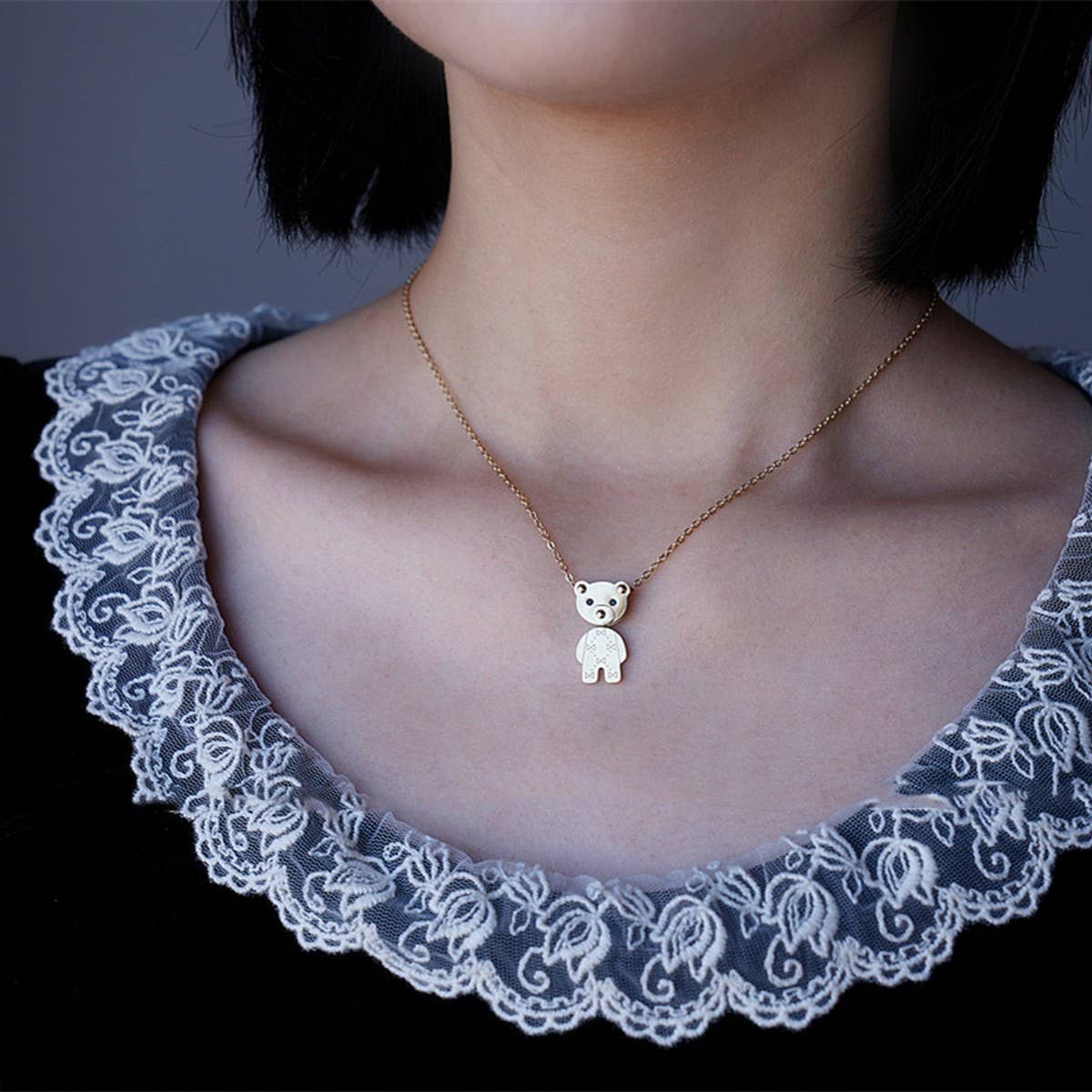 NICHE DESIGN CREATIVE BEAR NECKLACE_CWAJE2375