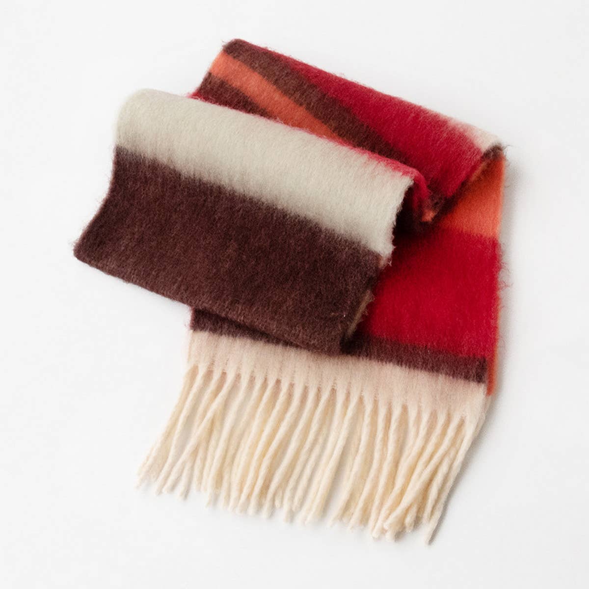 DOPAMINE RAINBOW SCARF FUZZY PLAID WINTER WRAP_CWASC1007