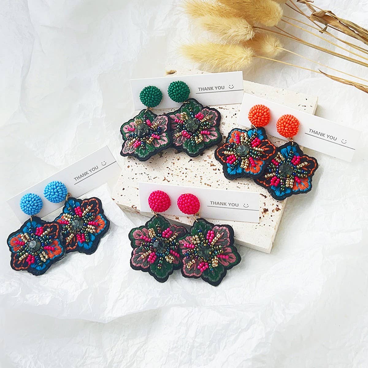 HANDMADE BEADED EMBROIDERY EARRINGS BOHO STYLE_CWMM6186