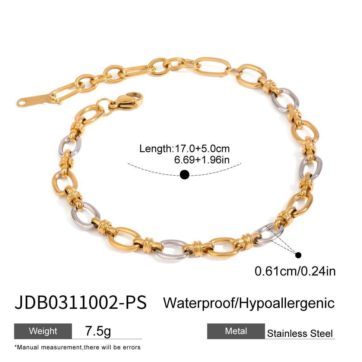 18K GOLD SILVER TWO TONE CROSS CLASP NECKLACE_CWAJE4860