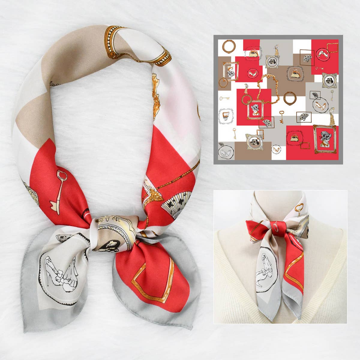 RETRO PRINT FRESH FLORAL SQUARE SCARF_CWASC1155