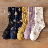 Three-Dimensional Relief Flower Mid-Tube Socks_Cwms0416
