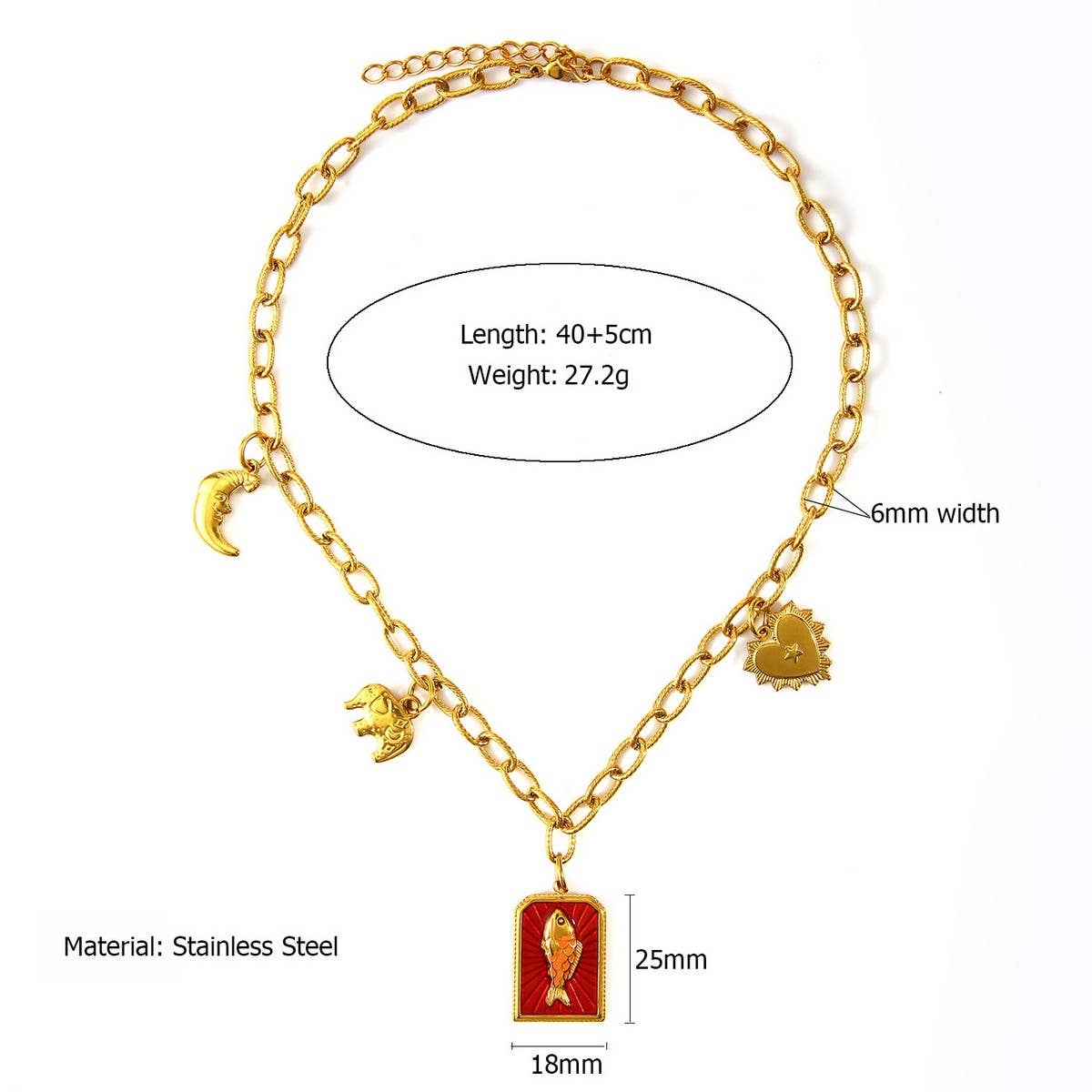 ORIGINAL STEEL OCEAN NECKLACE WITH FISH DOLPHIN_CWMM8831