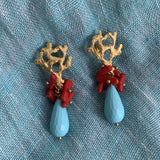 FASHION CORAL OCEAN STAINLESS EARRINGS_CWAJE4978