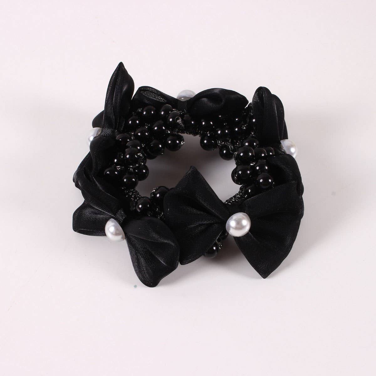 ELEGANT PEARL SATIN BOW ELASTIC HAIR TIE_CWAHA6881