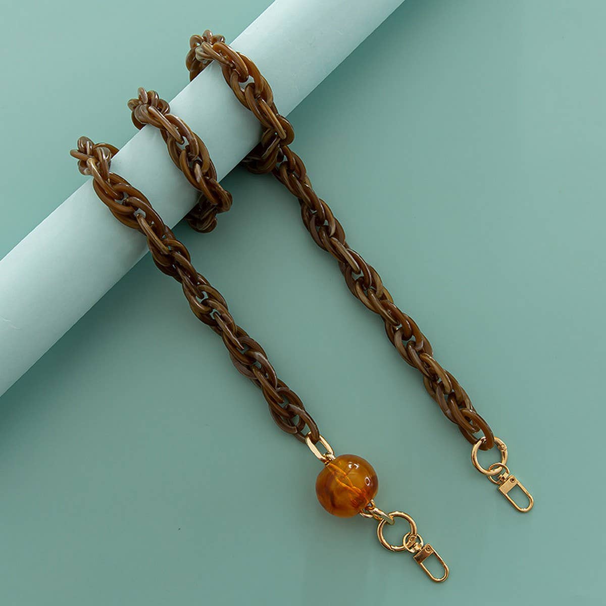 RESIN ACRYLIC LARGE LANTERN BEADS BAG CHAIN STRAP_CWMM5106