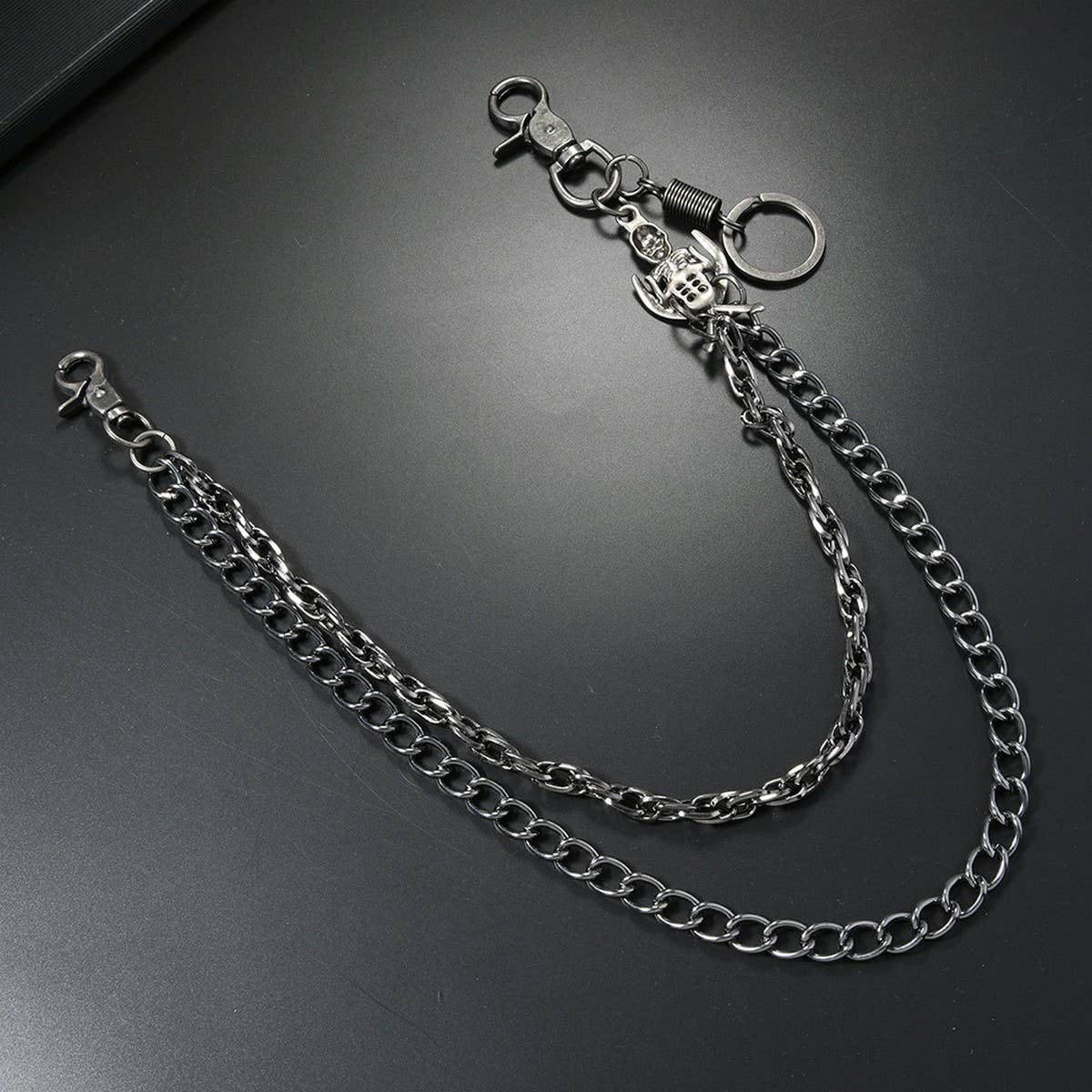 PUNK SKULL PENDANT MULTI LAYERED TROUSER CHAIN_CWMM4878