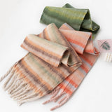 PLAID FLUFFY SCARF WARM TASSEL WINTER WRAP_CWASC0996