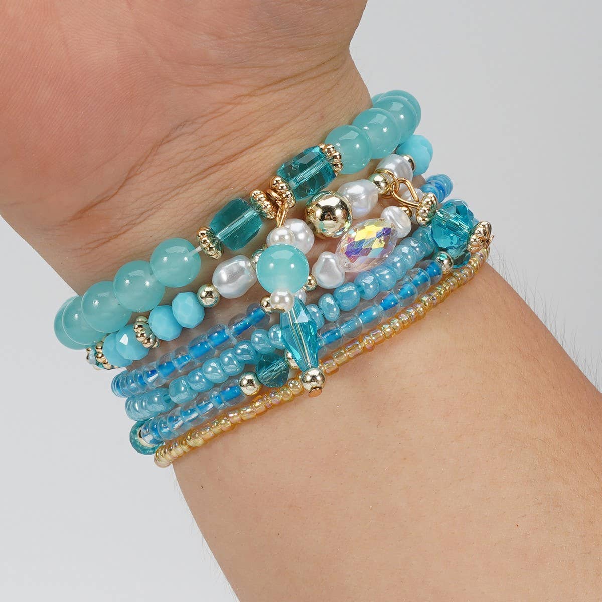 Cwaje05683_Boho Handmade Beaded Bracelet Set 6Pcs Women