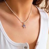 STAR FLAG INDEPENDENCE DAY LETTER BOW NECKLACE_CWAJE1474