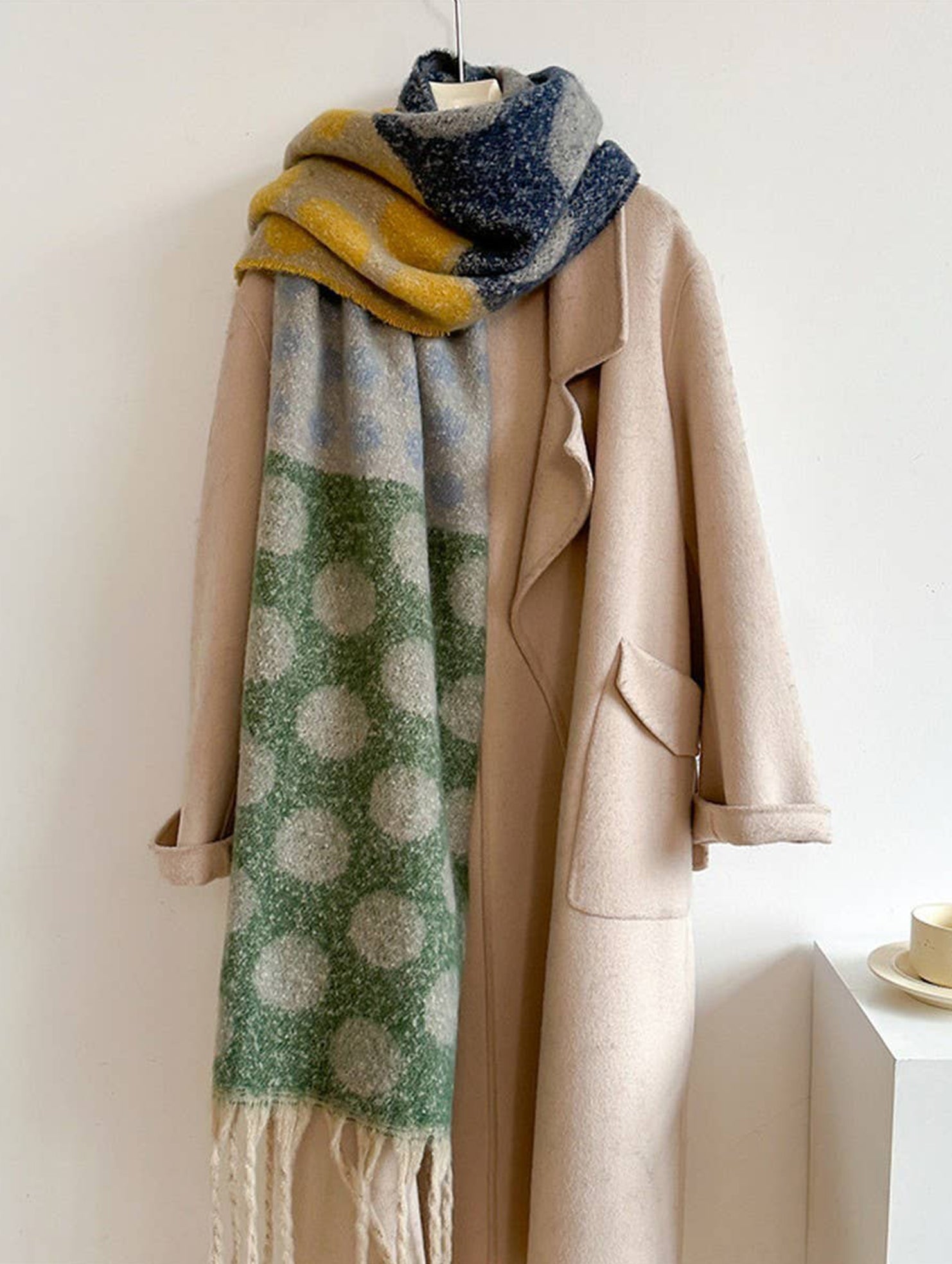 RETRO POLKA DOT WOOL LIKE THICK SCARF SHAWL WINTER_CWASC1440