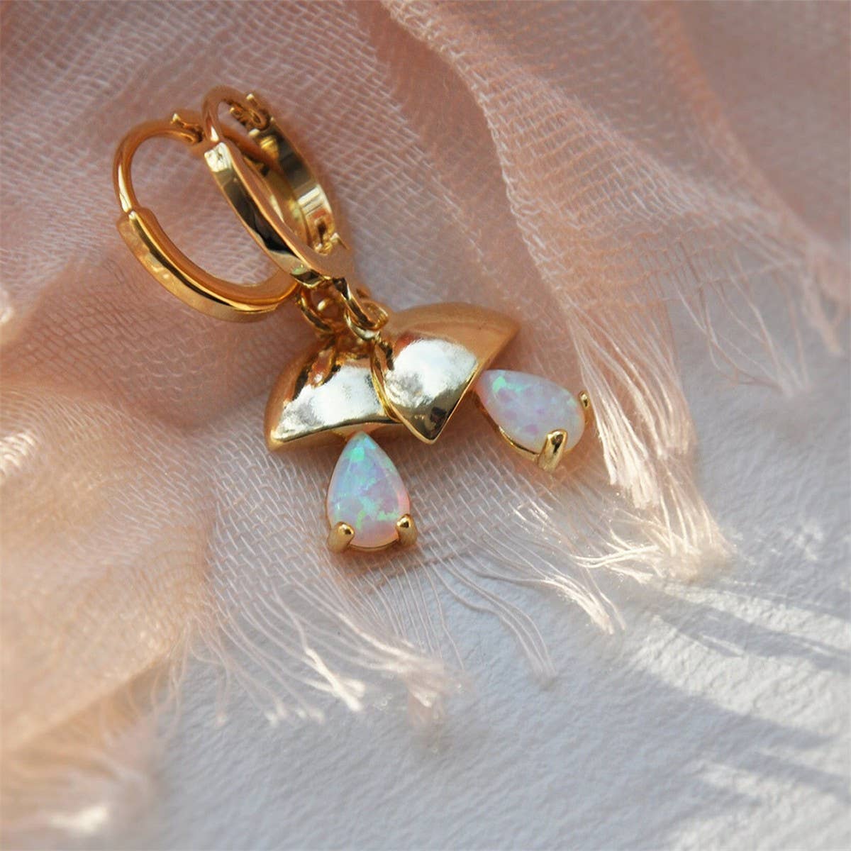 LOCK CHARM OPAL DROP EARRINGS COLORFAST JEWELRY_CWAJE5109