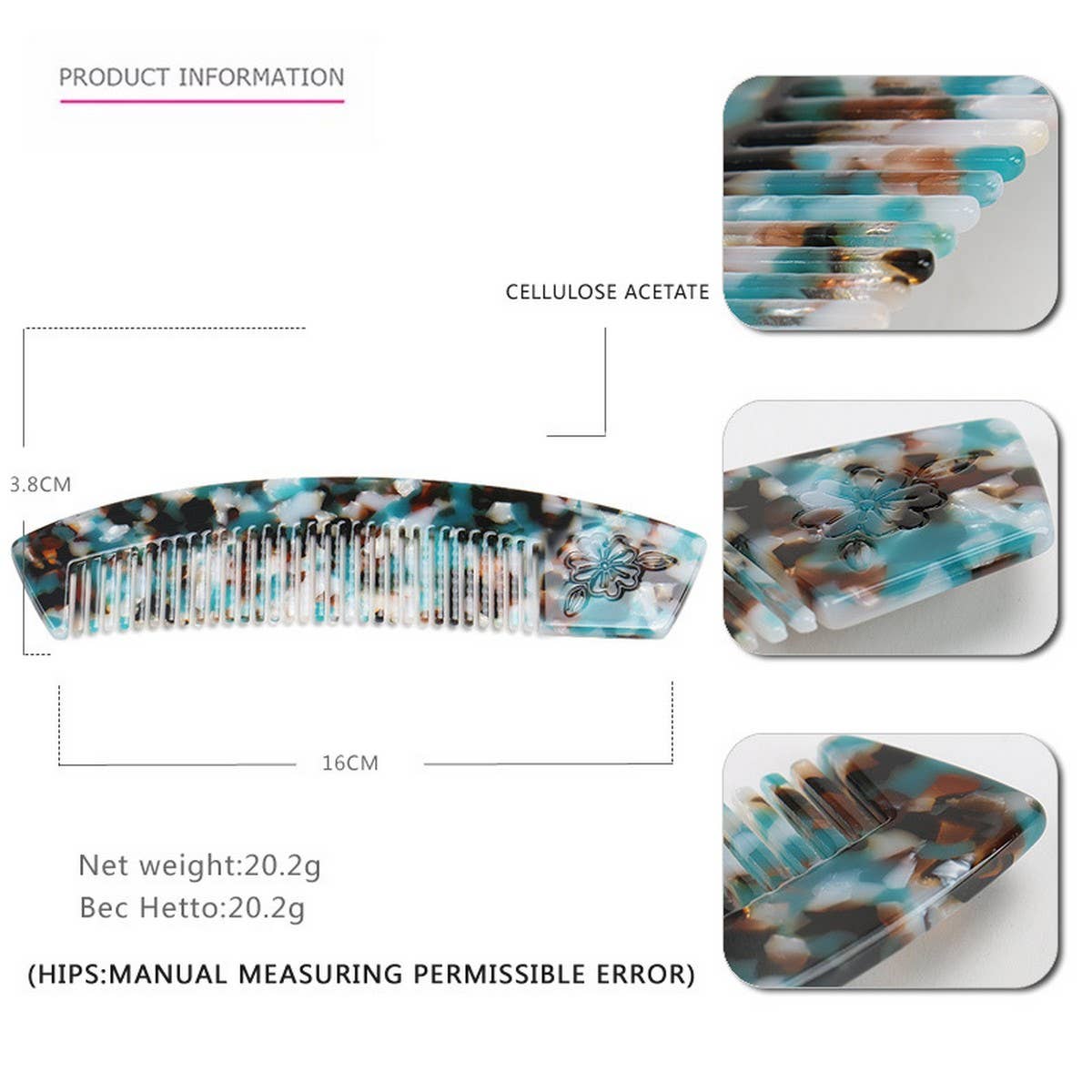 ACETATE HAIR COMB WITH CARVED FLOWERS_CWAHA4184