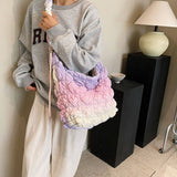 PINK OMBRE PUFFY TOTE BAG QUILTED HANDBAG_CUAB00520