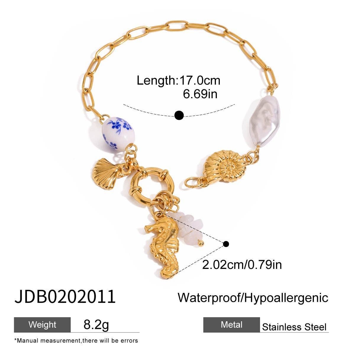 18K GOLD SHELL PEARL CHARM BRACELET_CWAJE4626